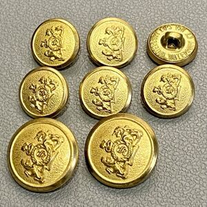 Waterbury Stafford 8 Gold Replacement Buttons 15mm & 20mm Crest Crown Lion USA